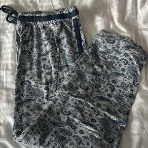 Blue Paisley Print Pajama Pants